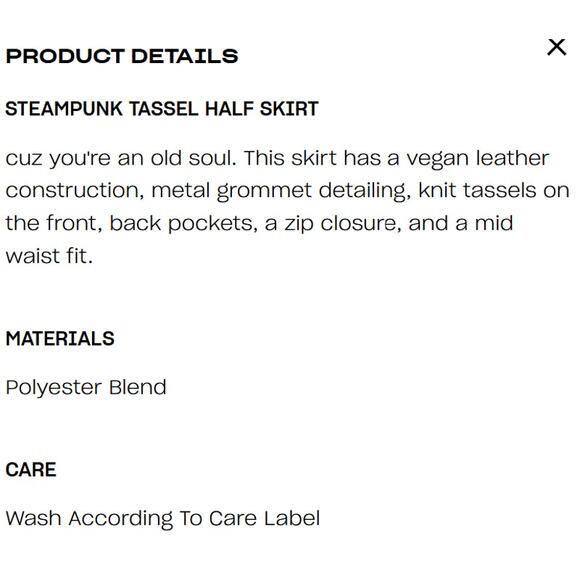 Punk Rave Steampunk Goth Tassel Shred Slasher Vegan Leather Mini Skirt Black M - Picture 12 of 12